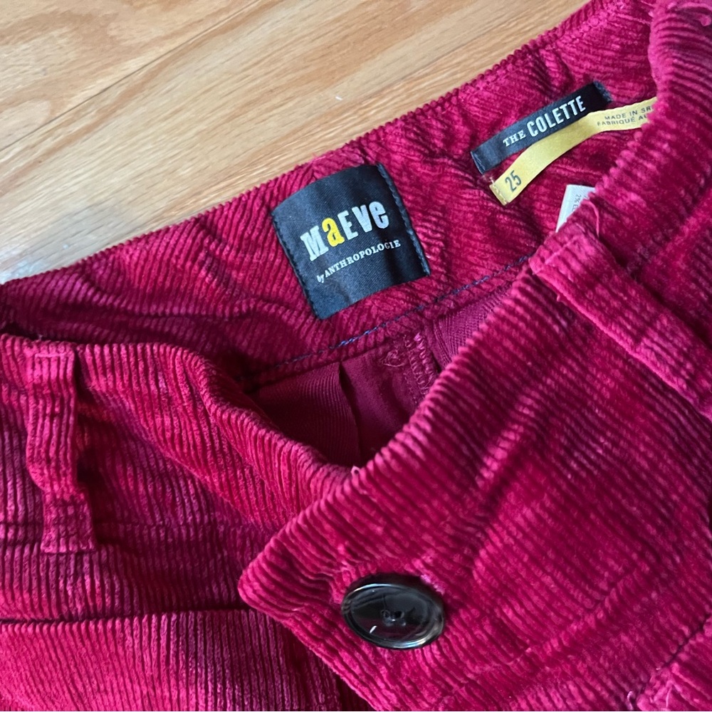 Maeve Colette Corduroy Pants in Raspberry - Picture 5 of 5